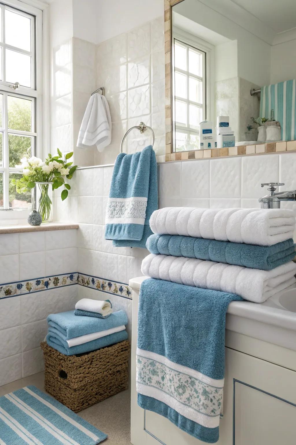 Towels that match your color scheme help create a harmonious bathroom.