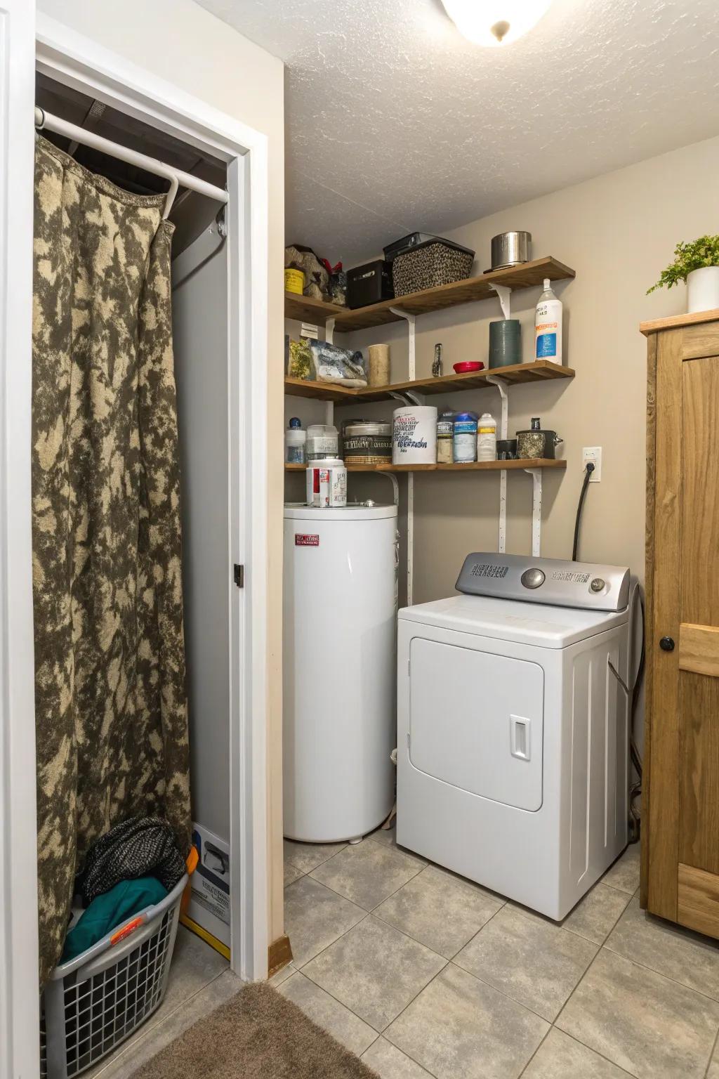 Utility closets offer a neat and organized approach.