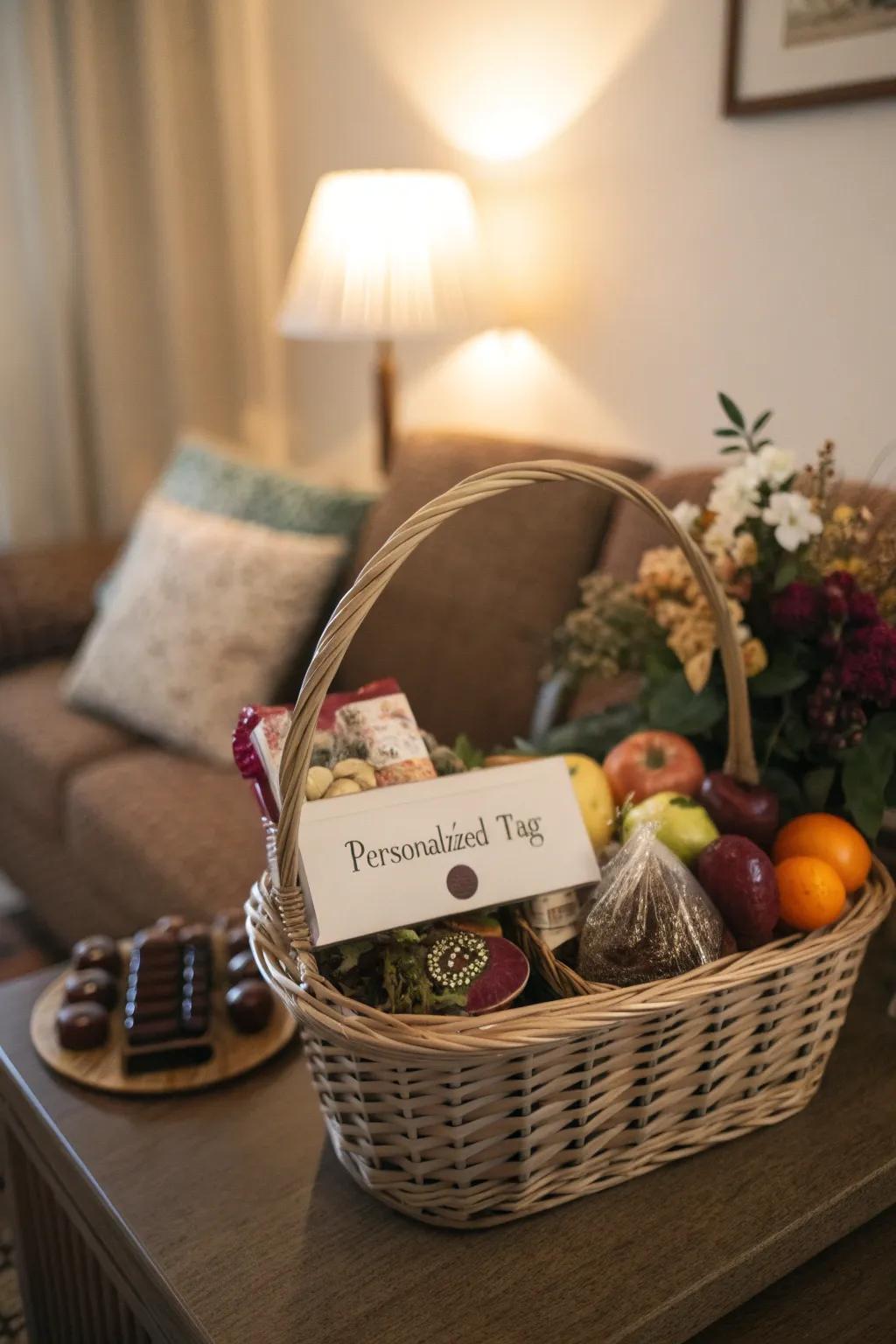 Personalized cards add a heartfelt element to your gift basket.