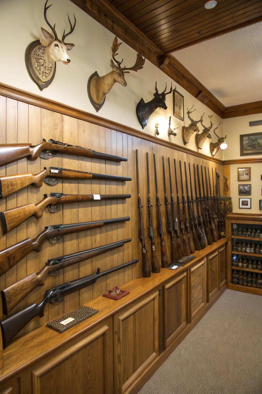 A gun wall mixes usefulness with visual appeal.