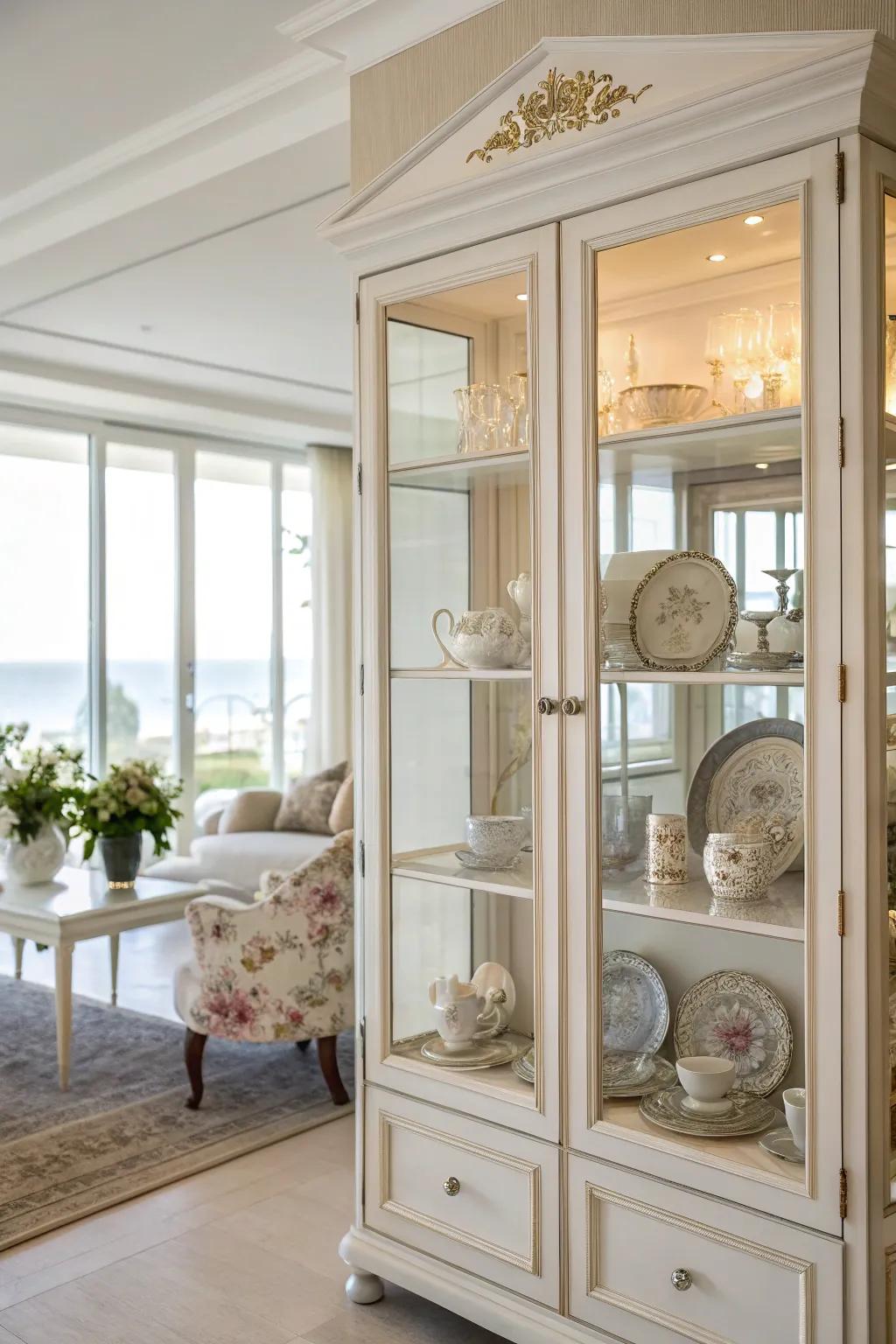 Glass entrances transform this hutch into a sophisticated display case.
