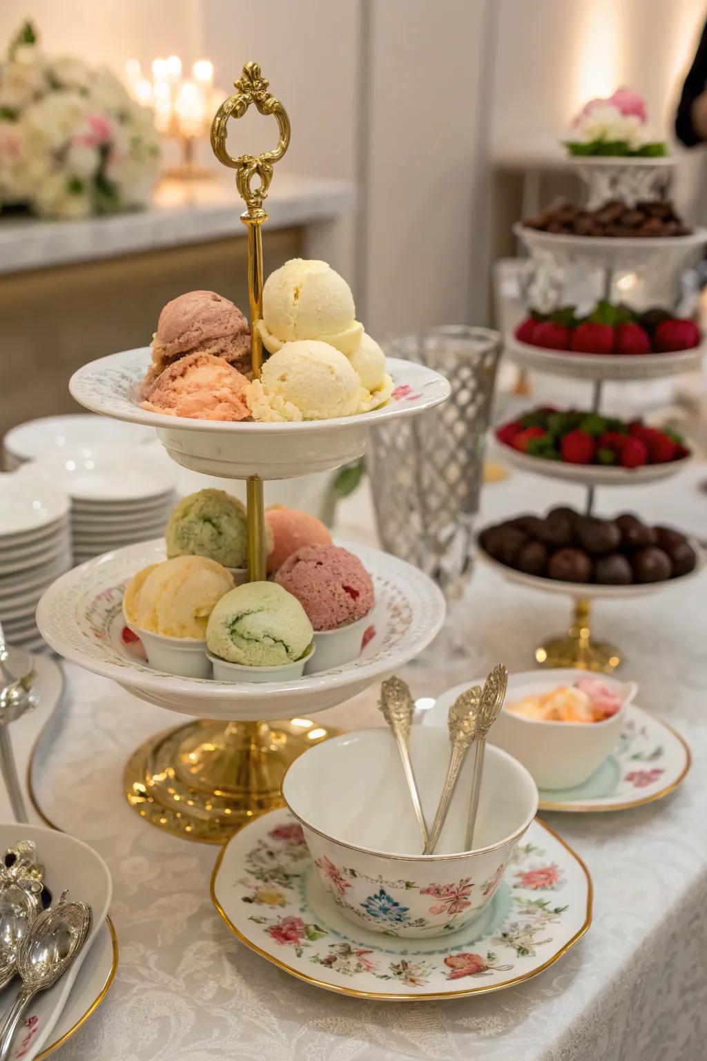A refined ice cream buffet that emanates sophistication and flair.