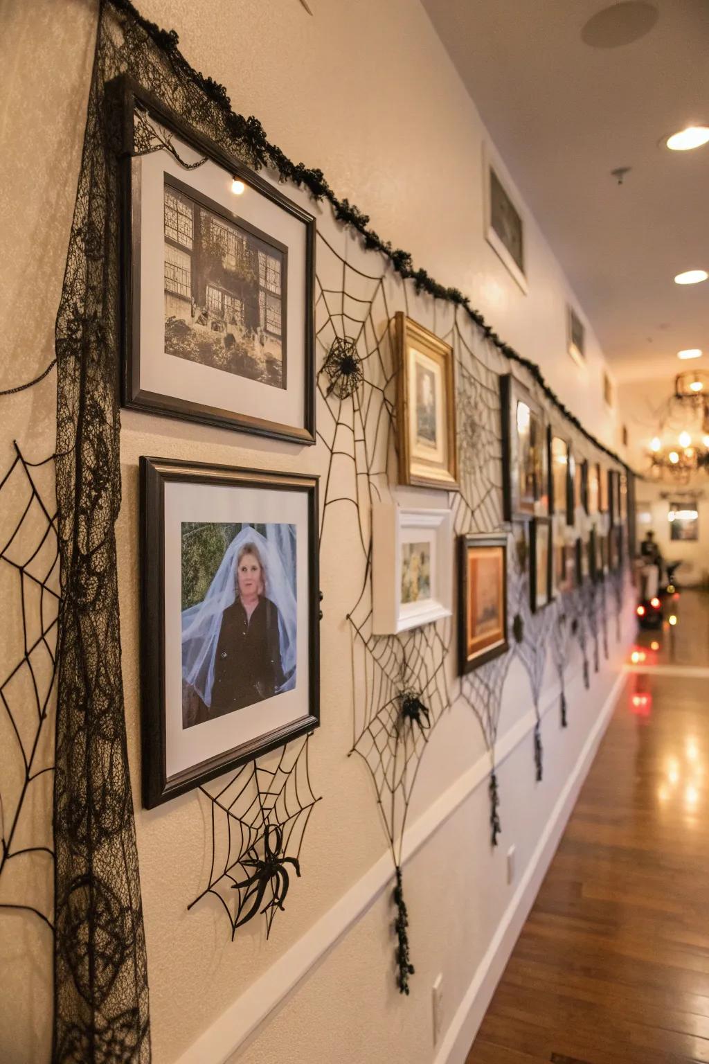 A haunted wall of portraits, designed for a personal Halloween charm.
