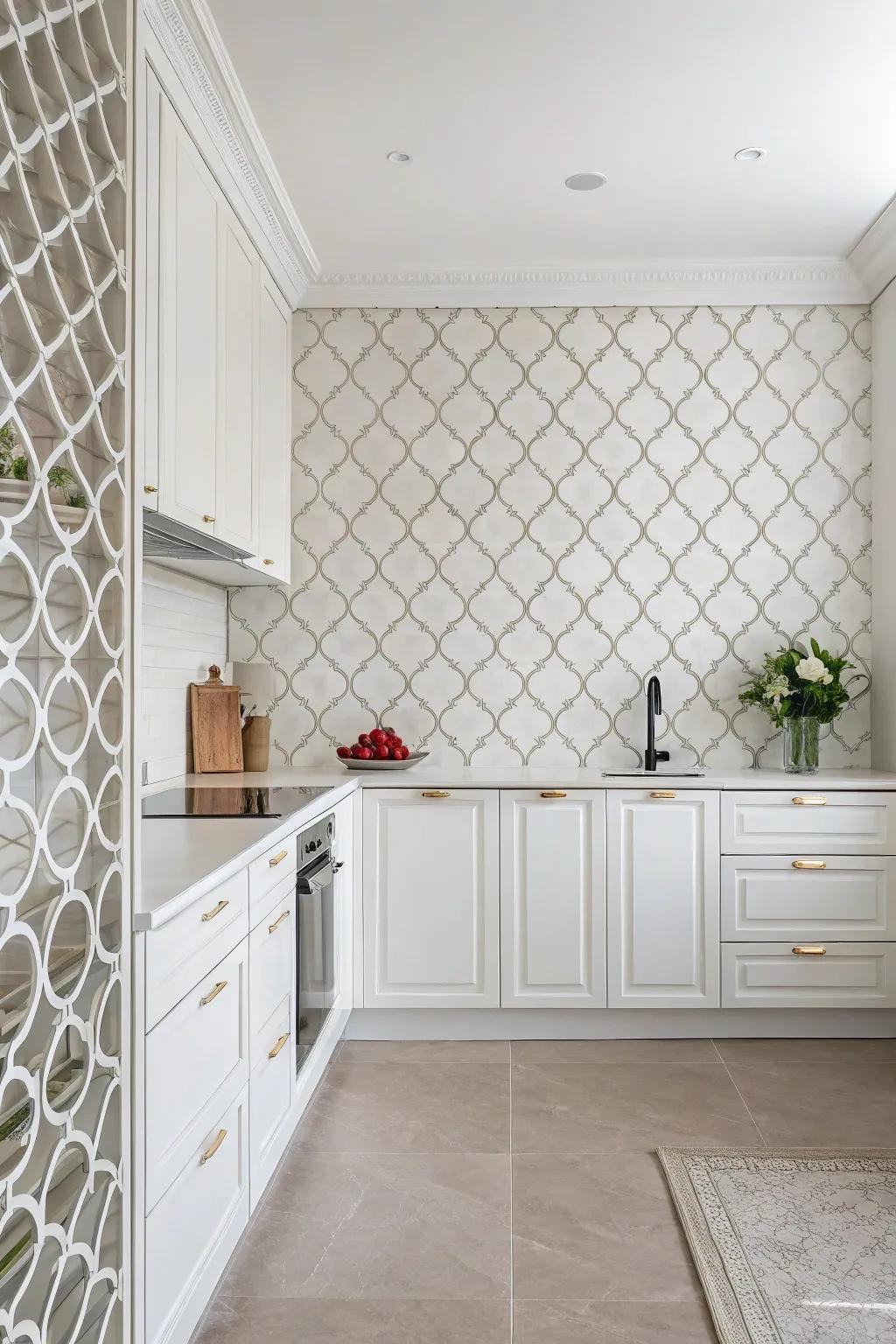 White-on-white lattice element giving subtle elegance.