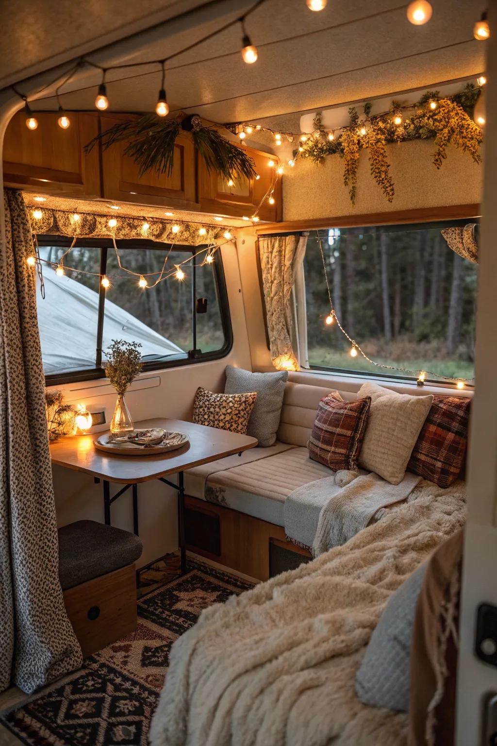 A warm setting with gentle lighting and bits of charm.