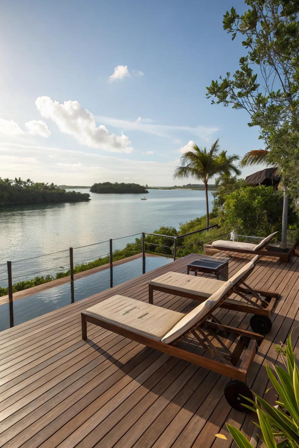 An ipe deck elevates the waterfront experience.