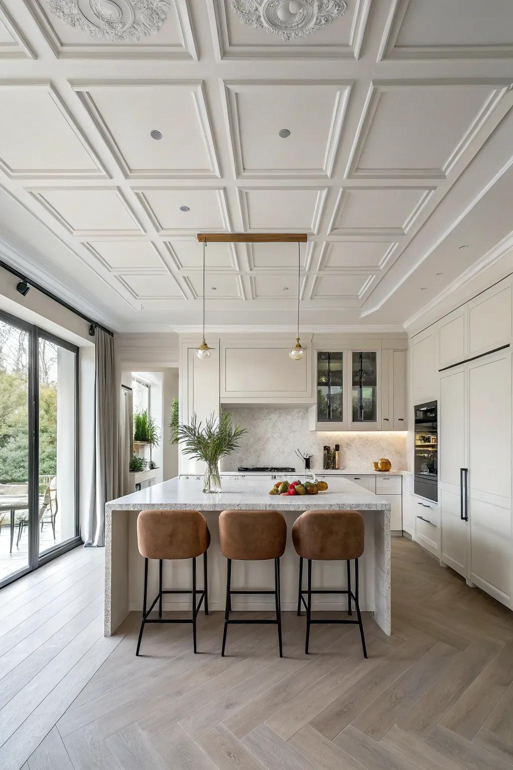 Realize a sleek look with a minimalist ceiling design.