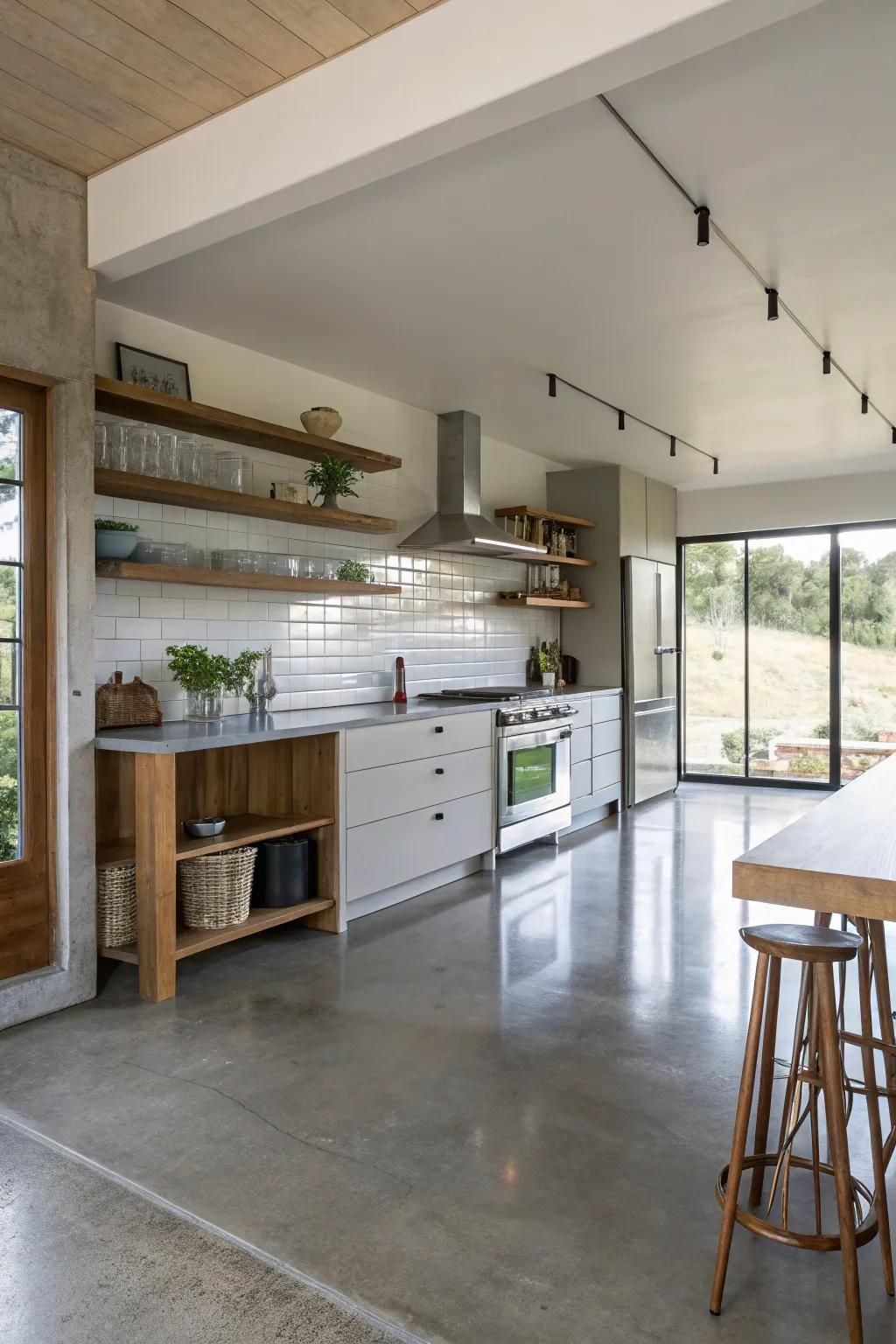 Concrete floors offer sleek, modern minimalism.