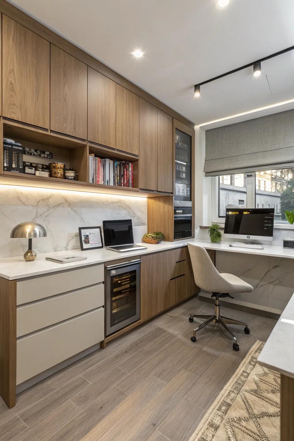 A well-integrated nook blends in effortlessly with the kitchen's style.