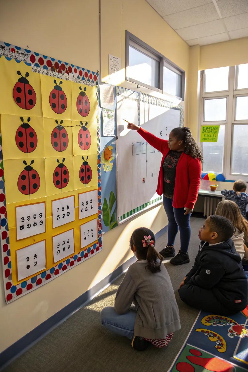 A compelling ladybug math board that makes learning engaging.