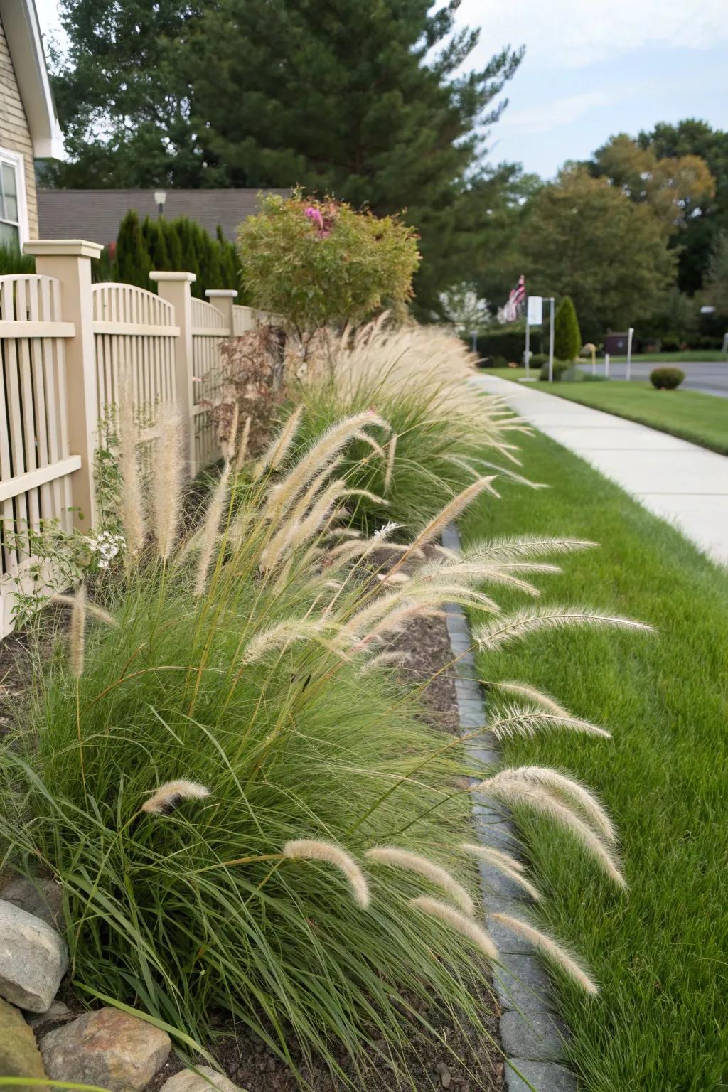 Decorative grasses impart texture and motion to the landscape.