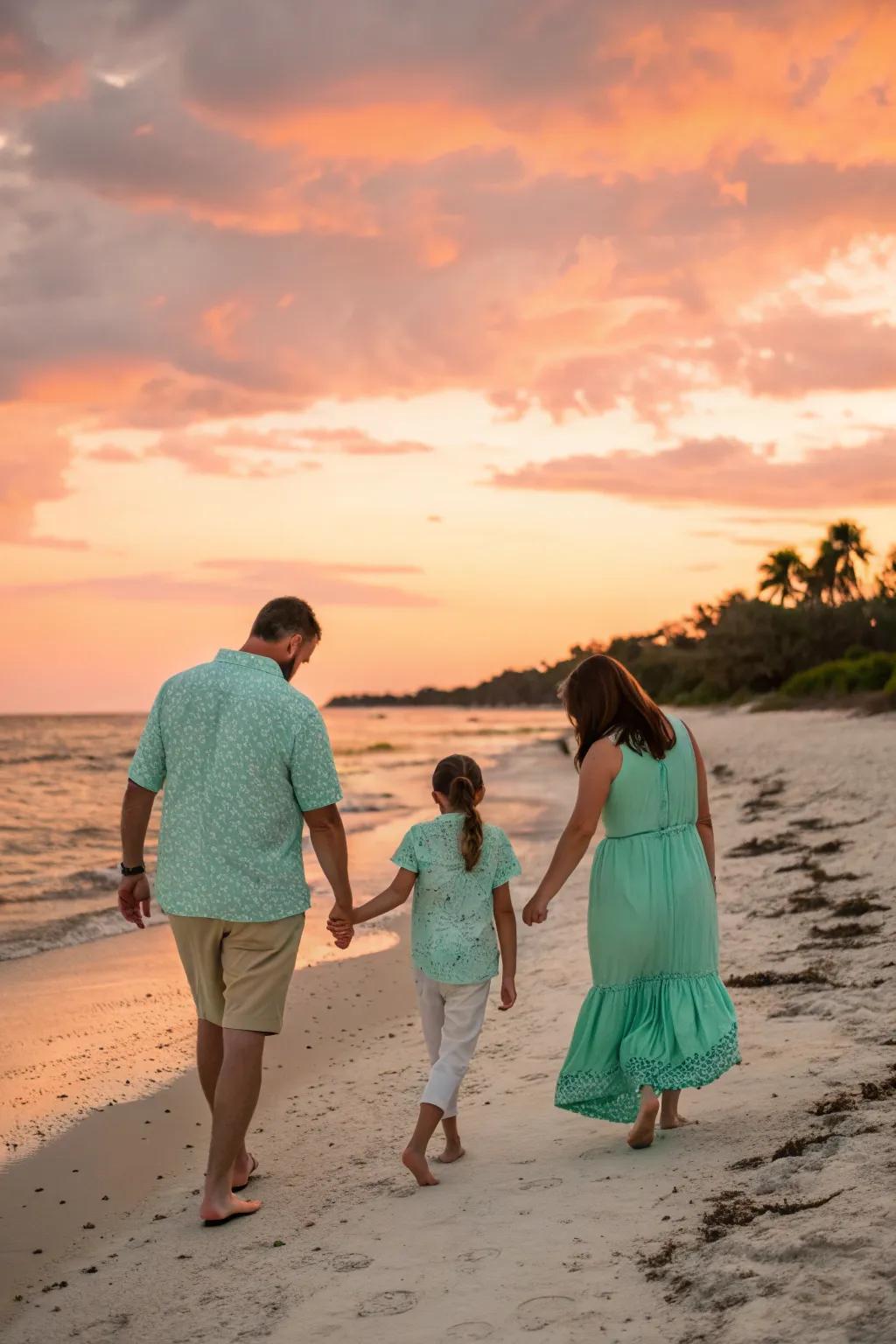 Seafoam and sand colors embody the essence of coastal peace.