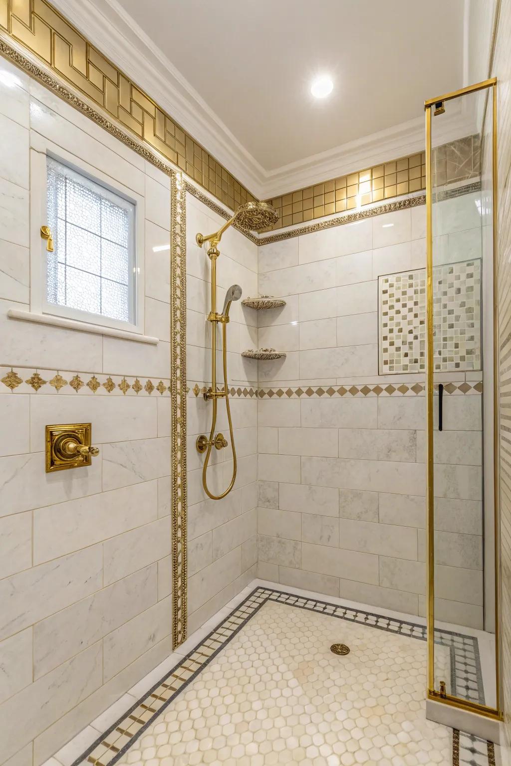 White hues create a radiant, inviting shower space.