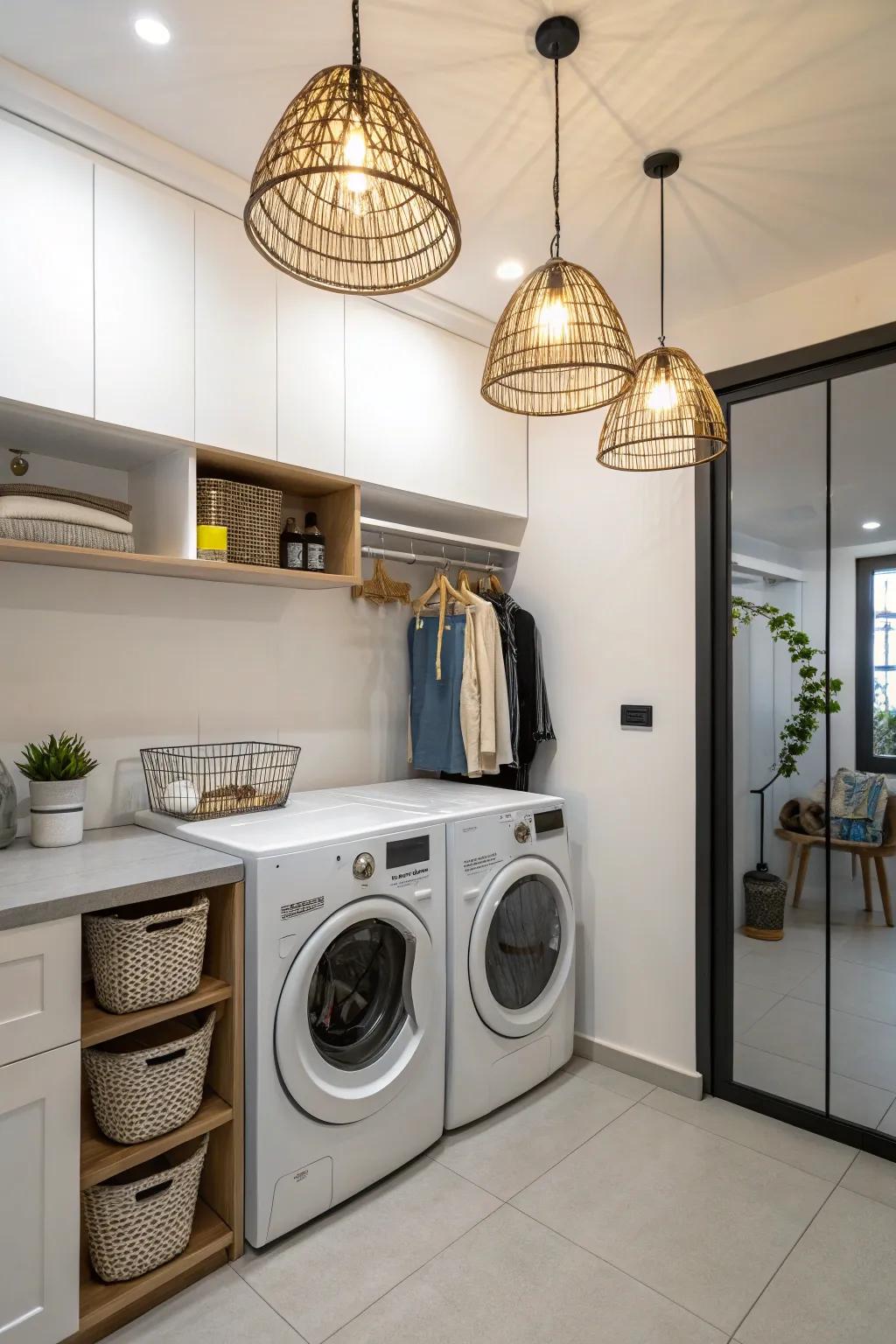 Stylish lighting can transform the ambiance of your laundry room.