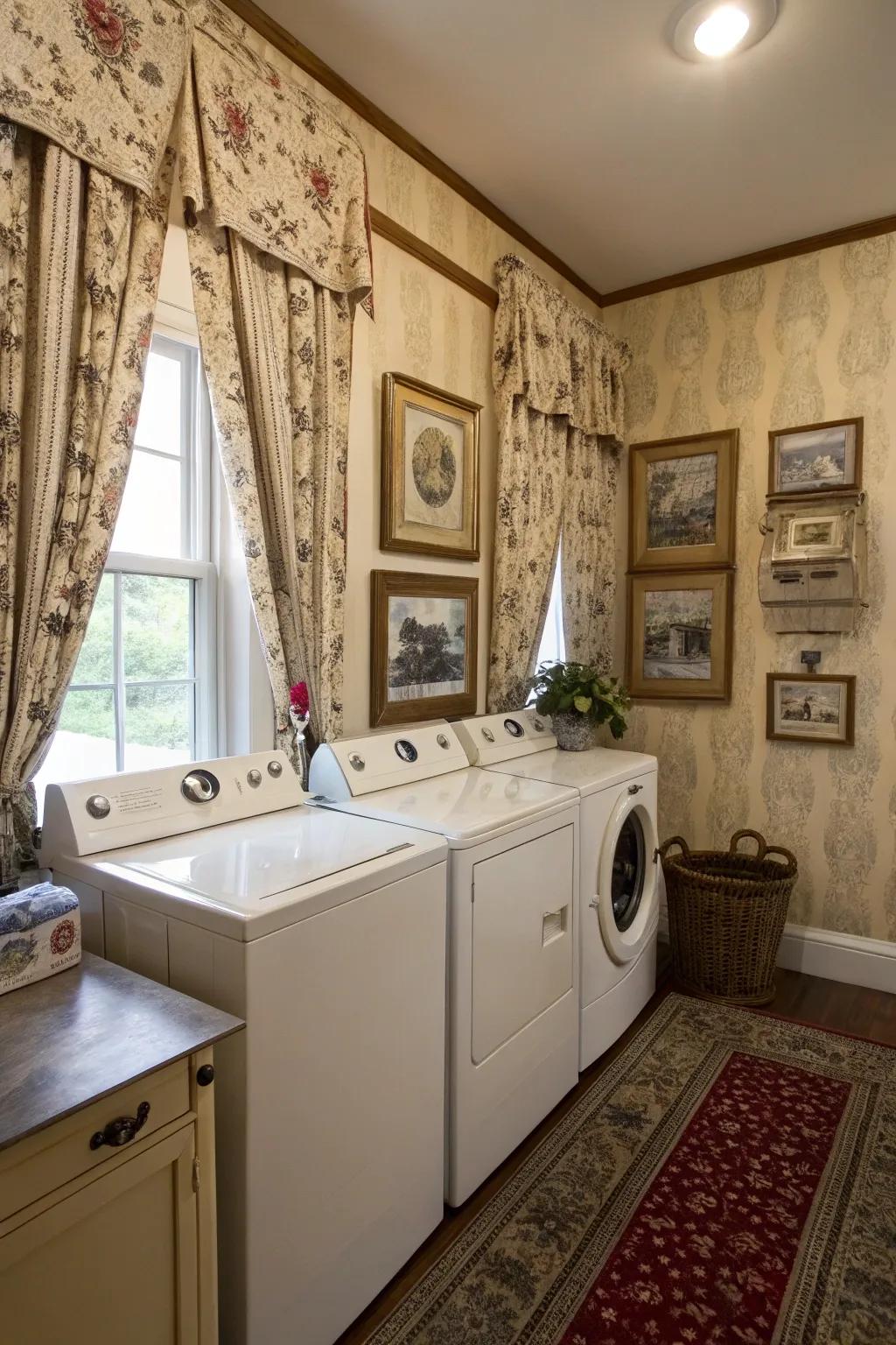 Retro style cloths can contribute a hint of timeless allure to your washing zone.