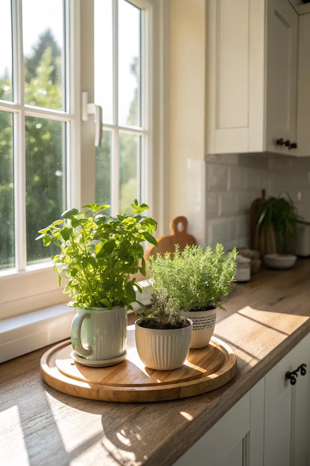 Elevate your kitchen space with a spinning organizer herb garden.