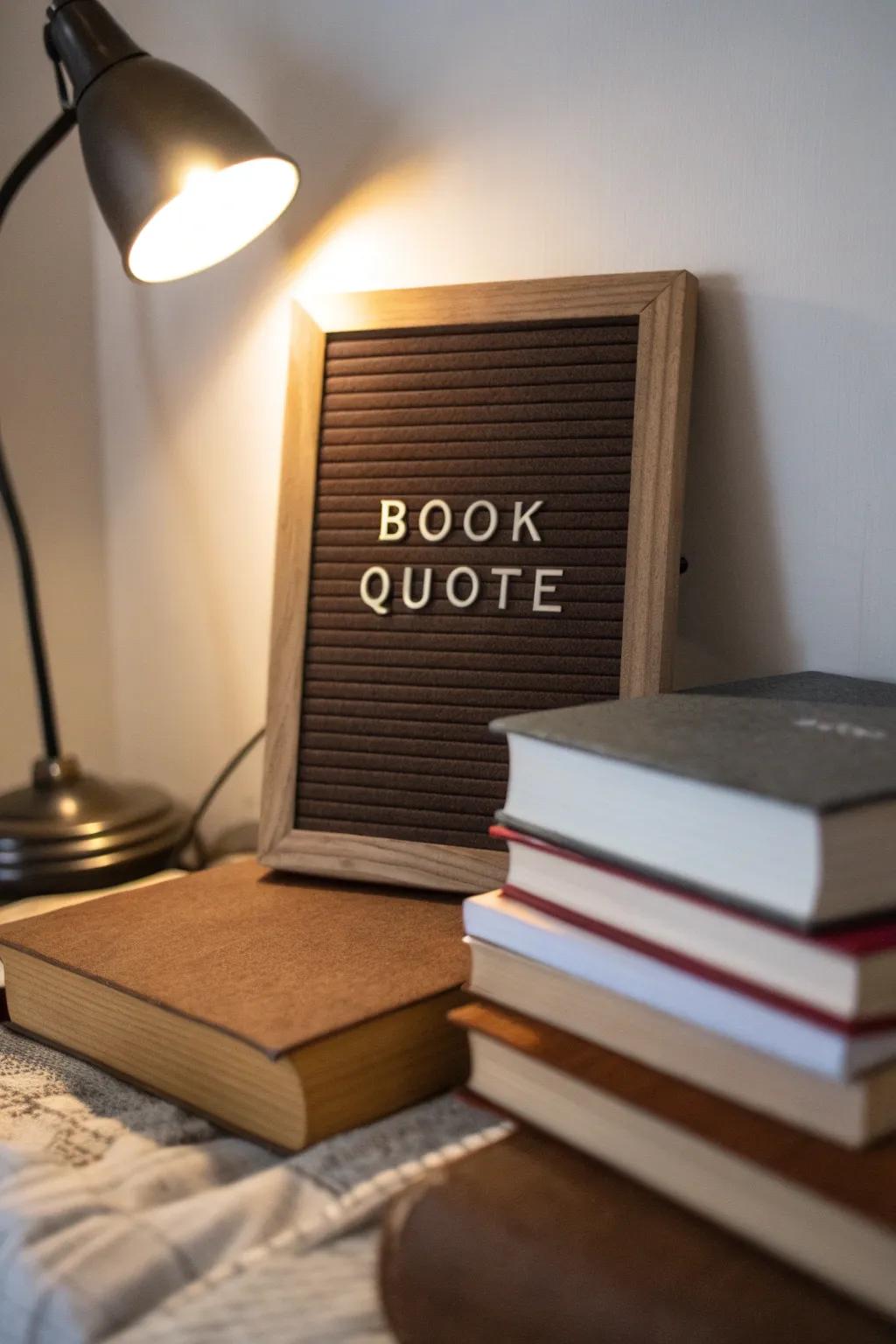 Incorporate literature into your décor with quotes displayed on your board.
