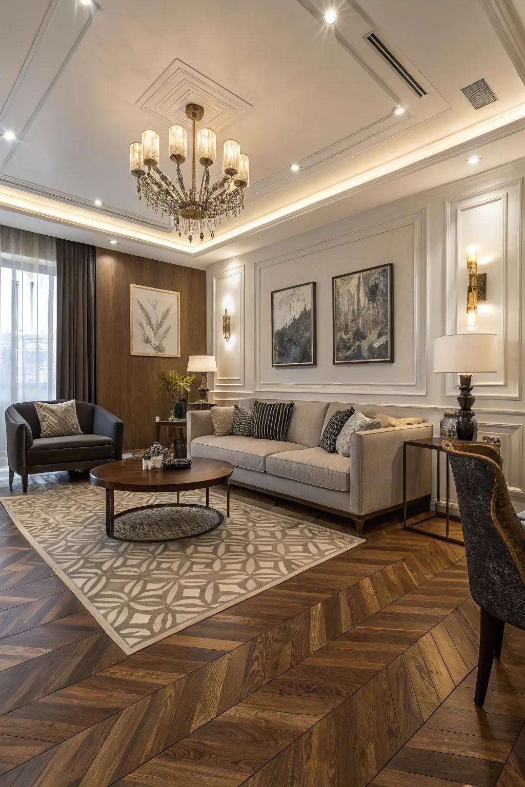 Engineered wood facilitates innovative patterns, introducing architectural intrigue.