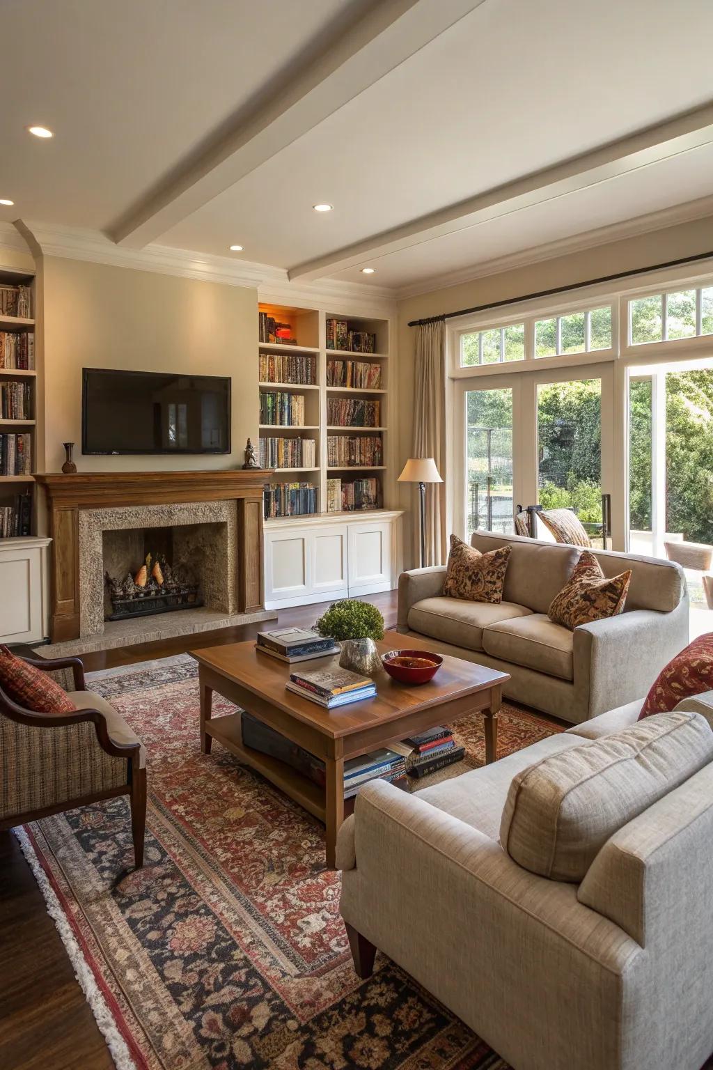 An open and inviting living room layout.