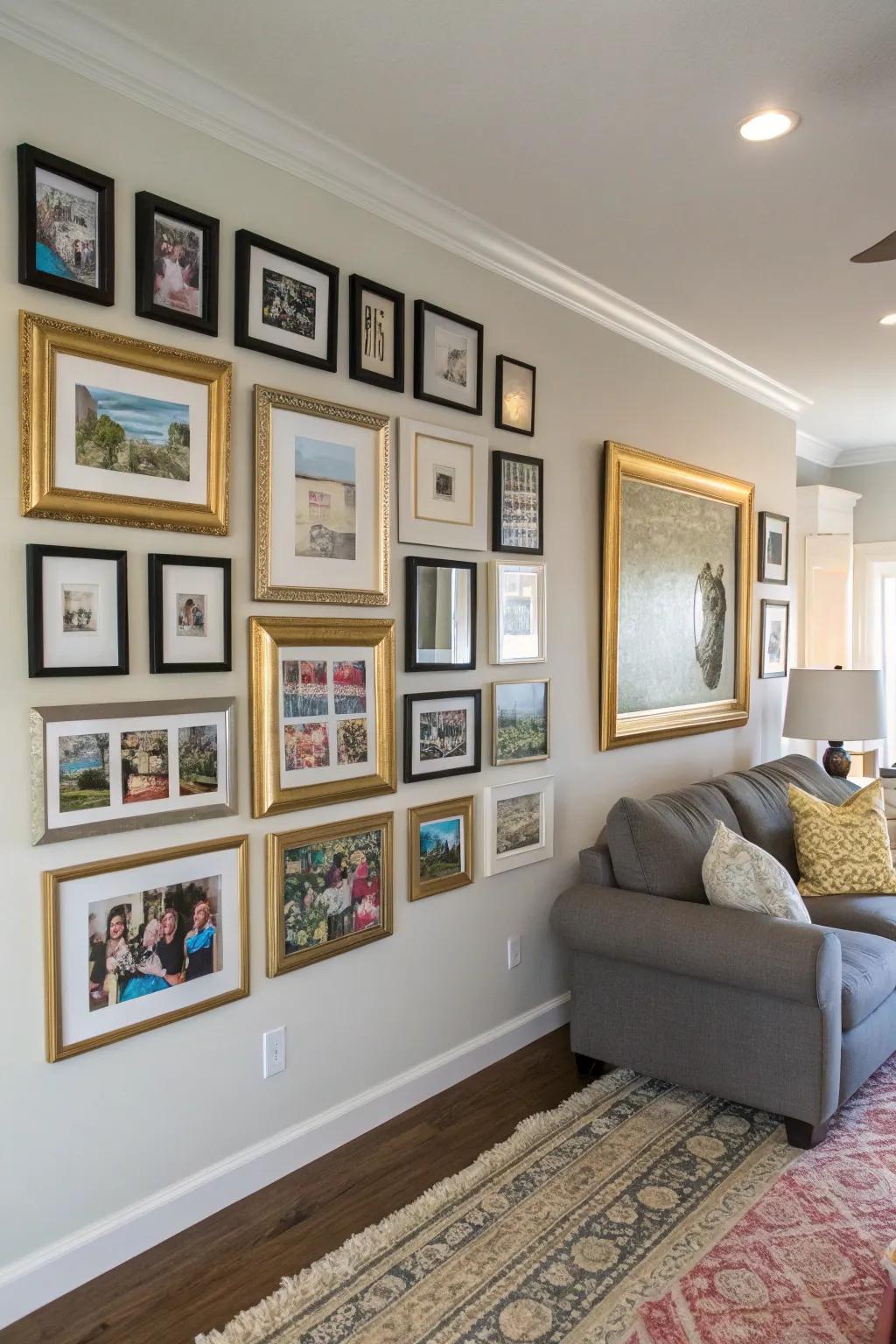 Attain upscale aesthetics on a budget through digital prints and thrifted display frames.