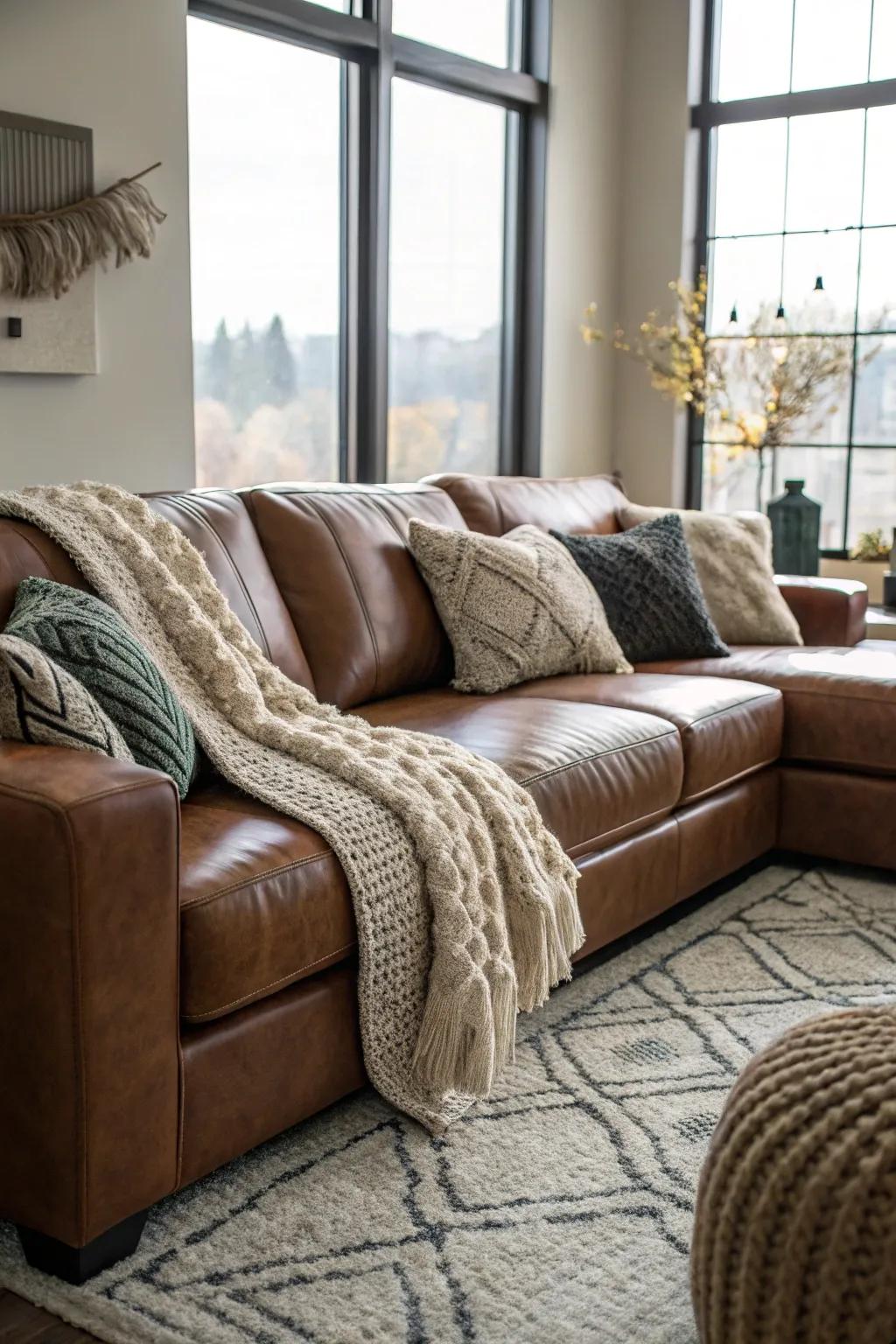 Combine textures to add depth and interest to your sectional setup.