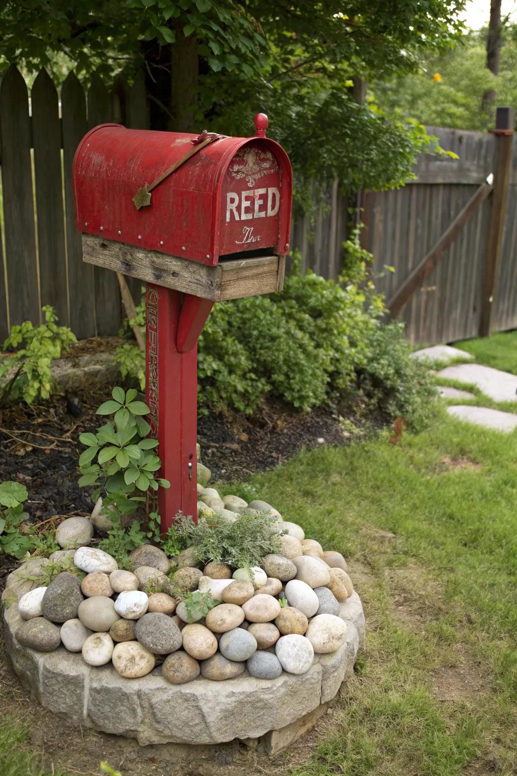 A country stone circle includes country charm to your mailbox.