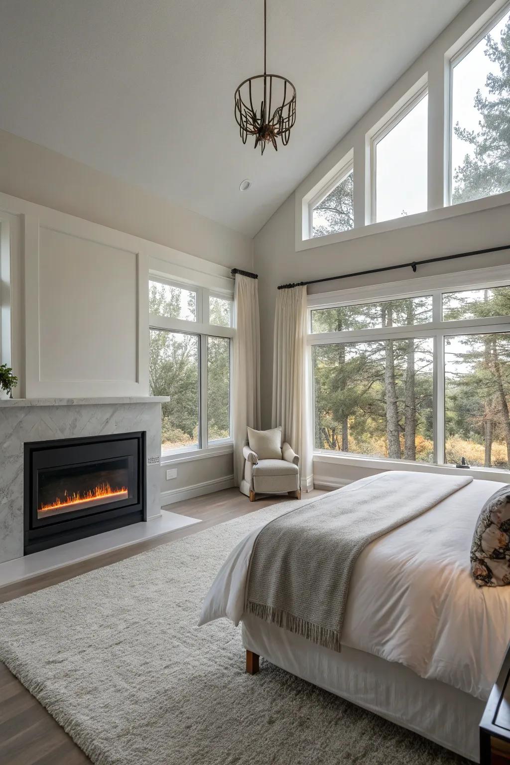An open and airy layout improves relaxation and comfort in the main bedroom.