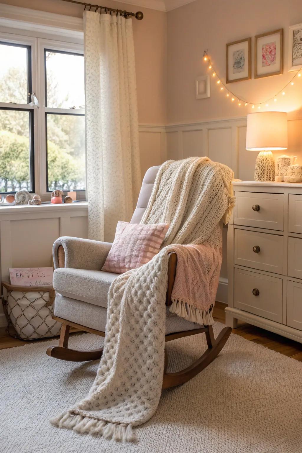 Comfy seating zones are impeccable for parent and baby bonding.