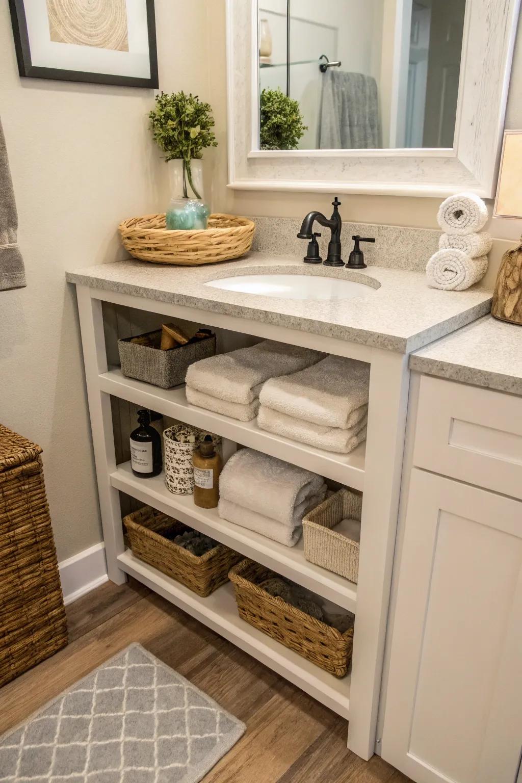 Open displays combine practicality with personal style.