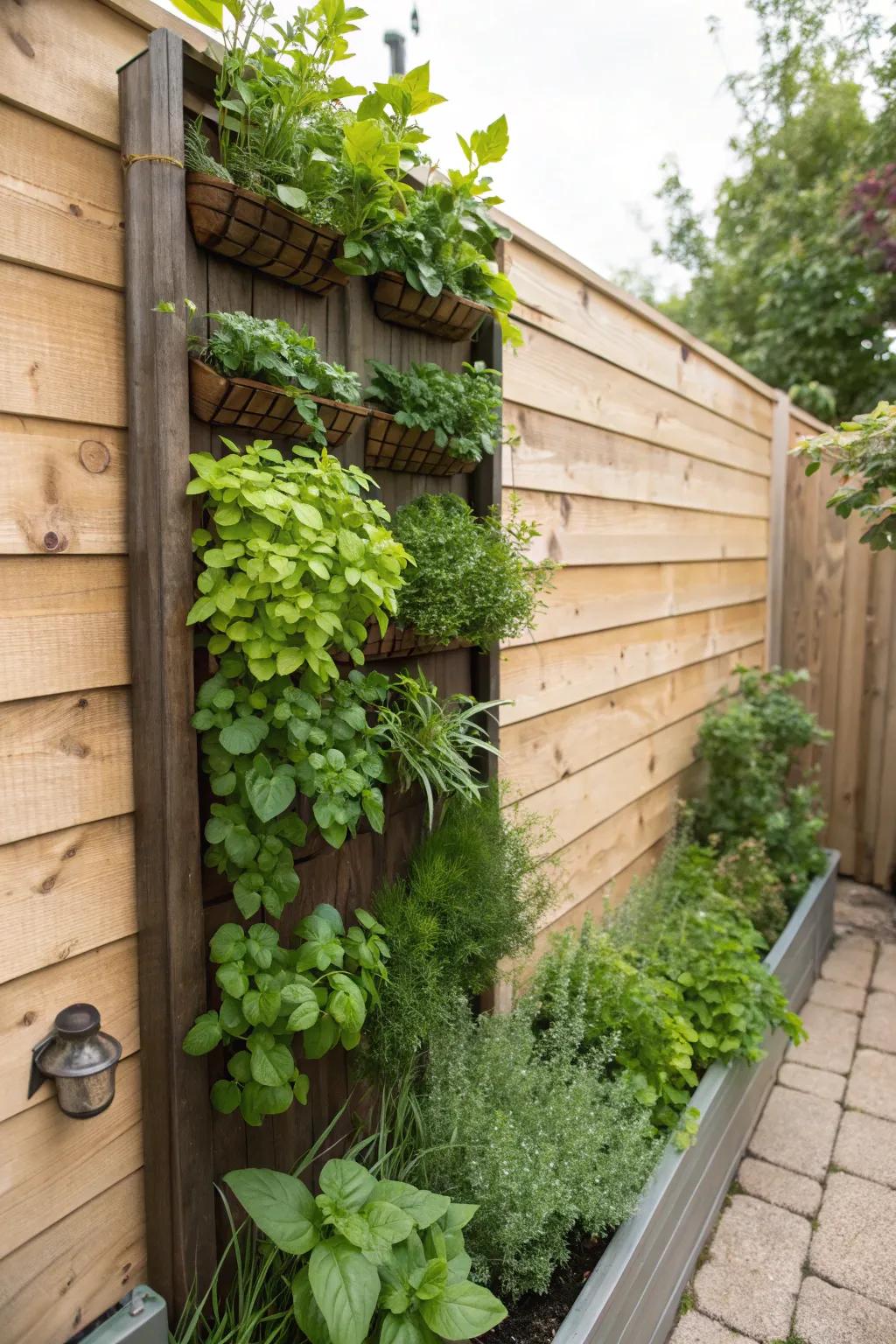 Vertical gardens use space efficiently while offering fresh produce.
