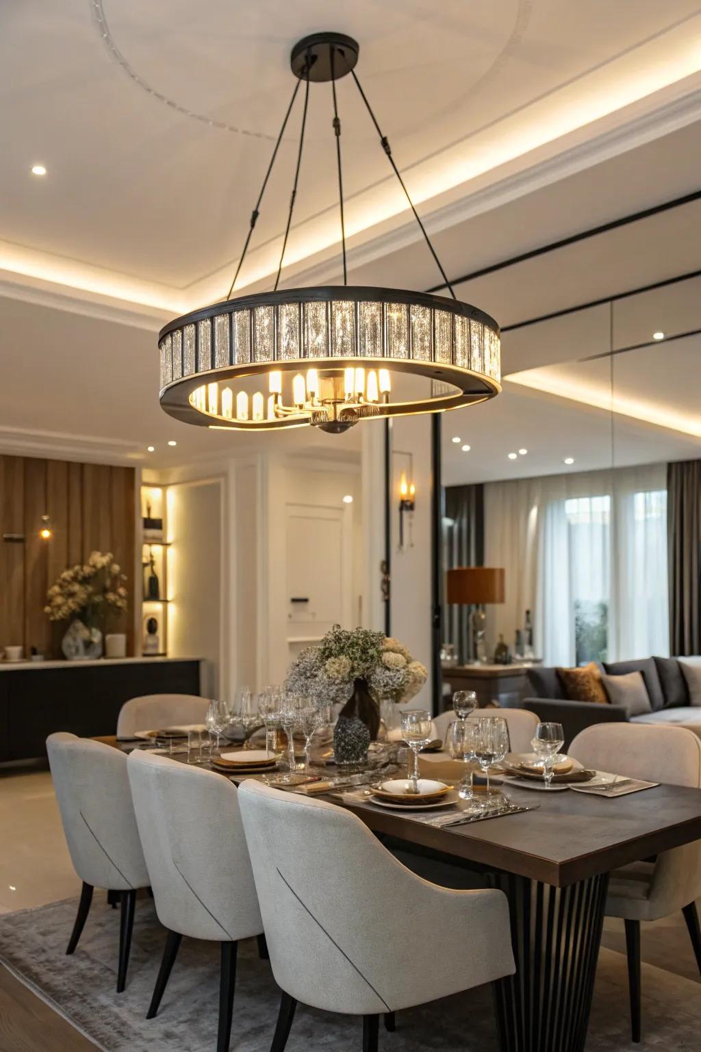 Contemporary chandeliers alter any space.