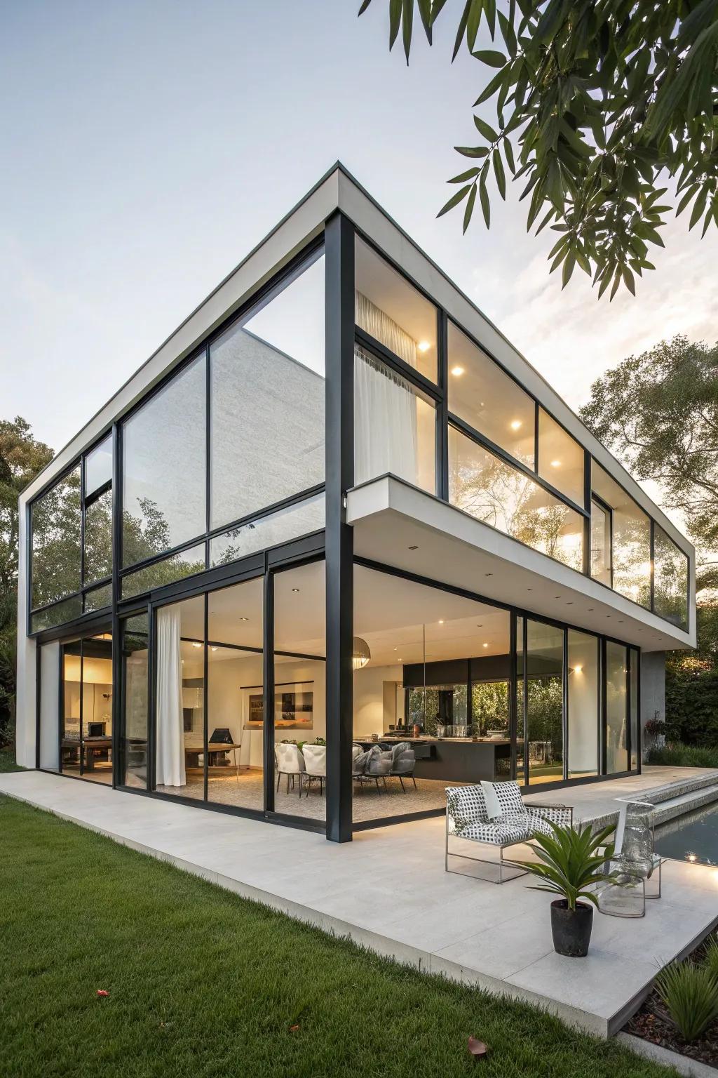 Create graphic intrigue using geometric architecture.