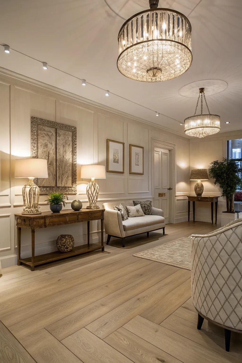 Lighting plays a crucial role in enhancing light wood floors.