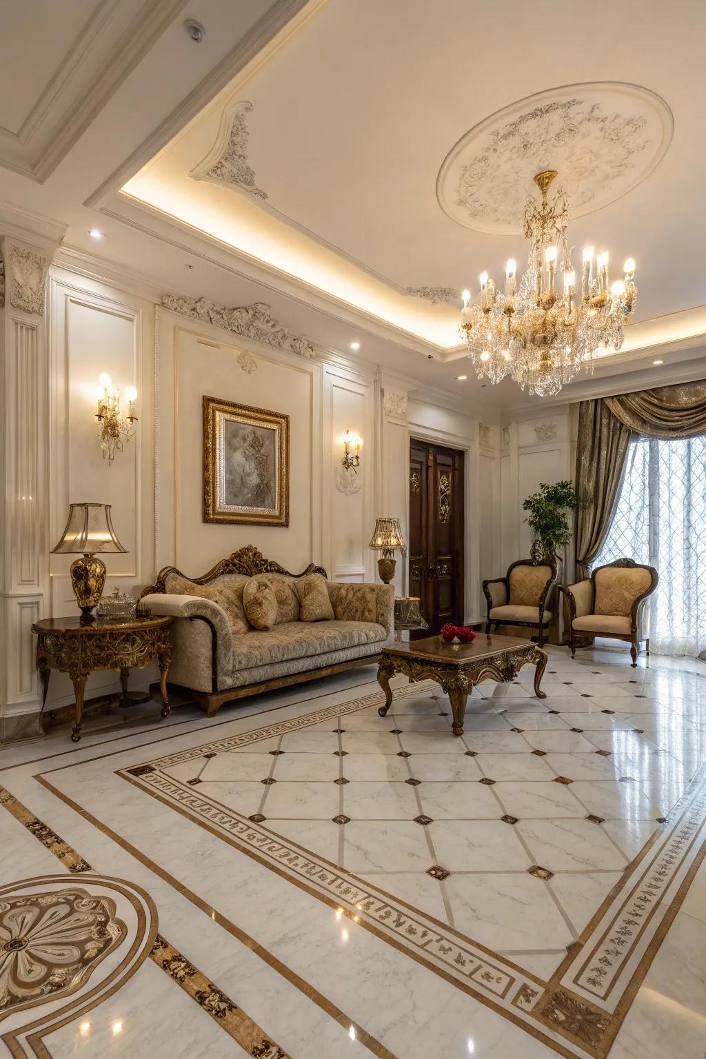 Add luxury with elegant rock flooring.
