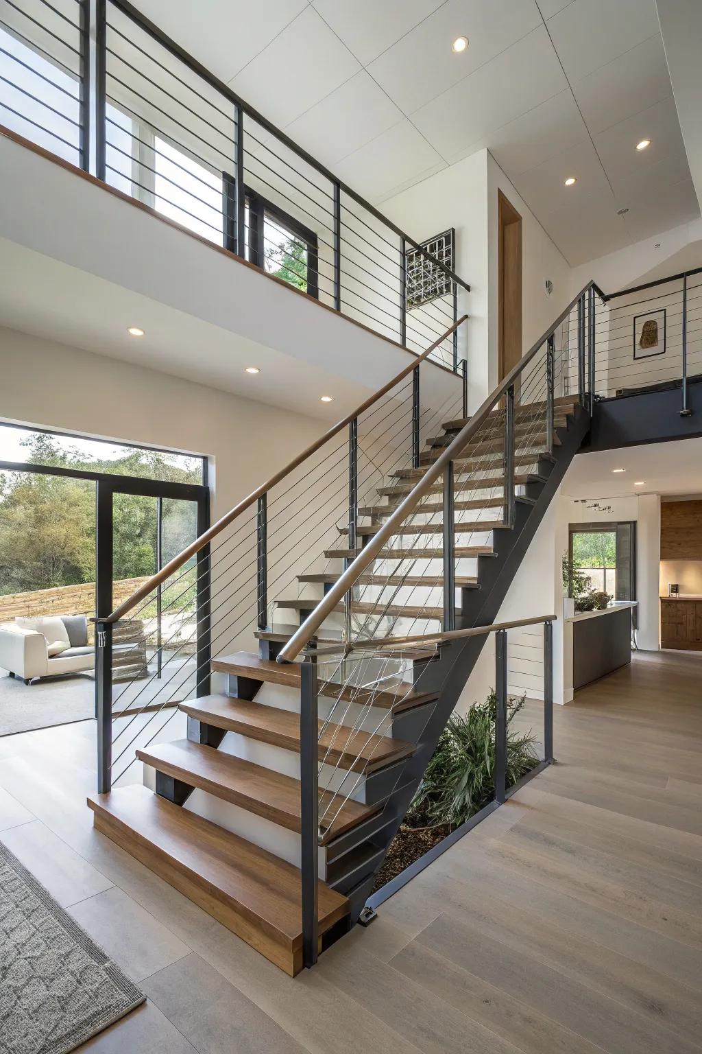 Rope railings preserving unobstructed sightlines.