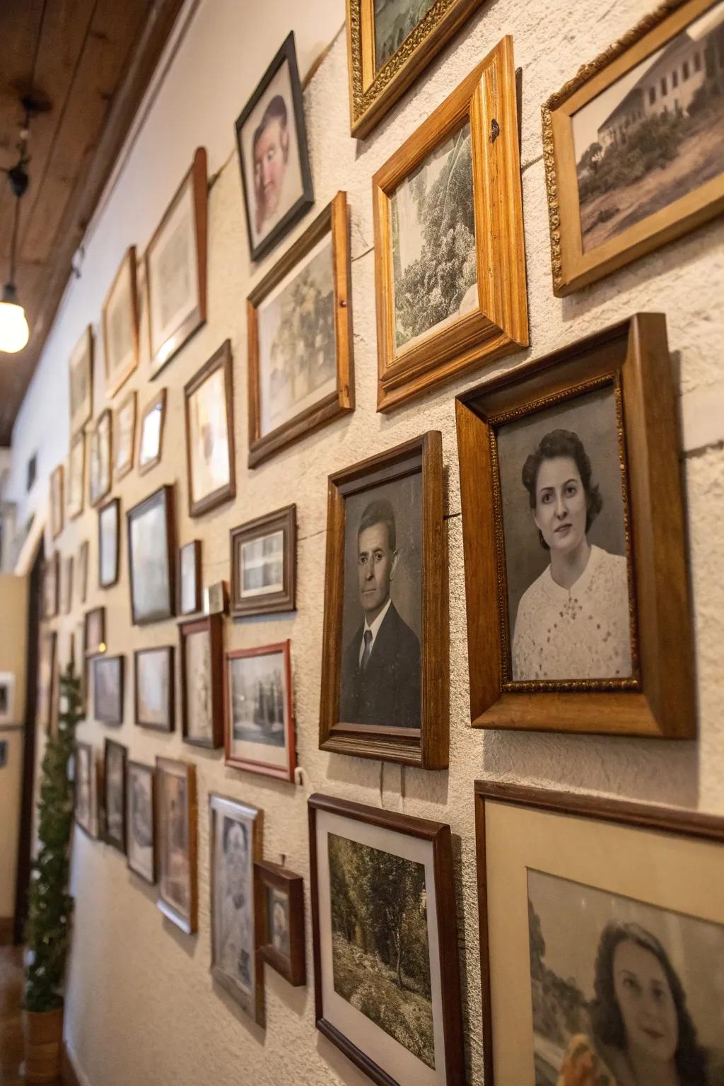 Commemorate family lineage with a classic snapshot wall.
