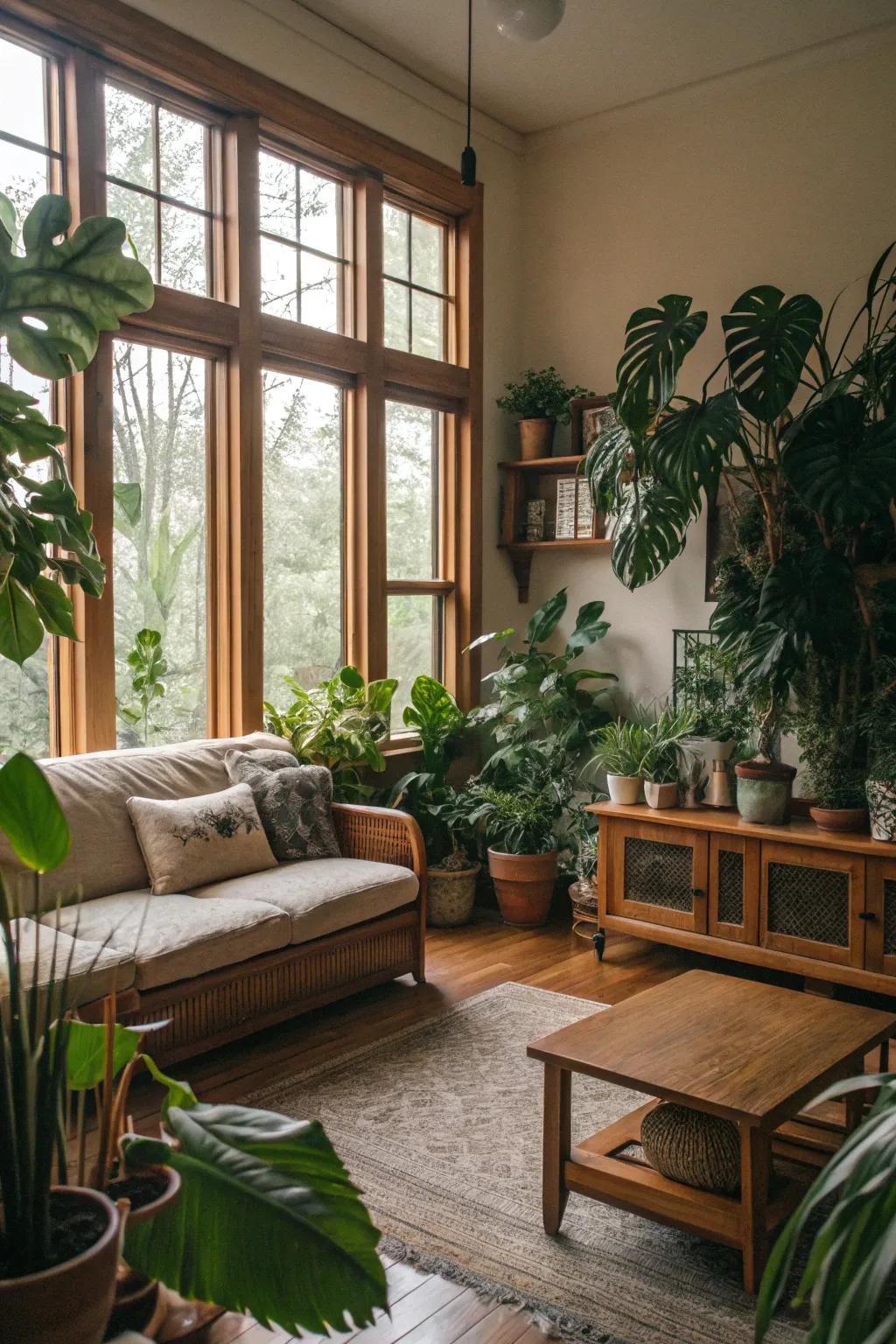 Natural additions contribute to the freshness and vibrancy of this lounge.