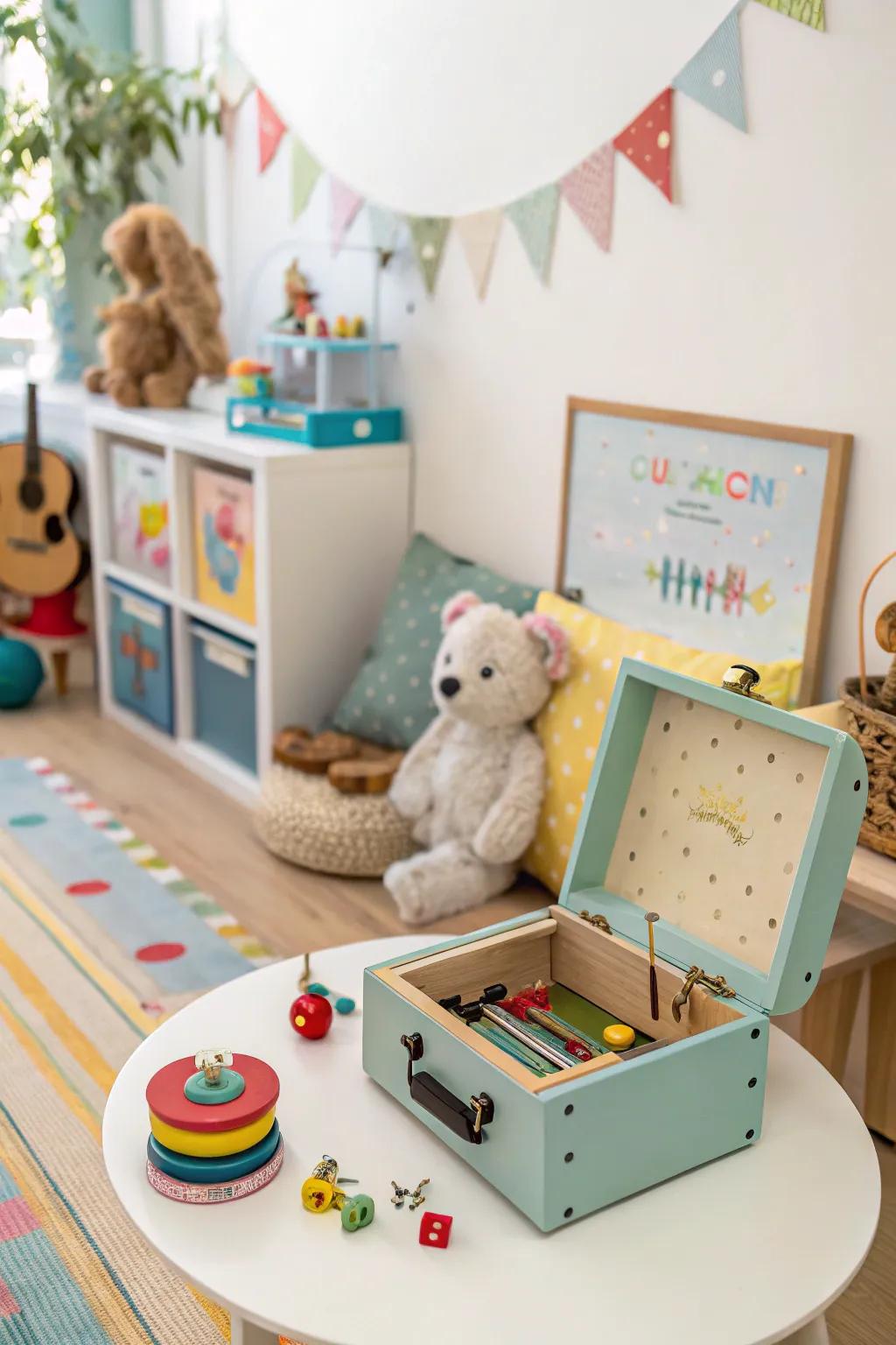 An engaging music box that charms with sound and motion.