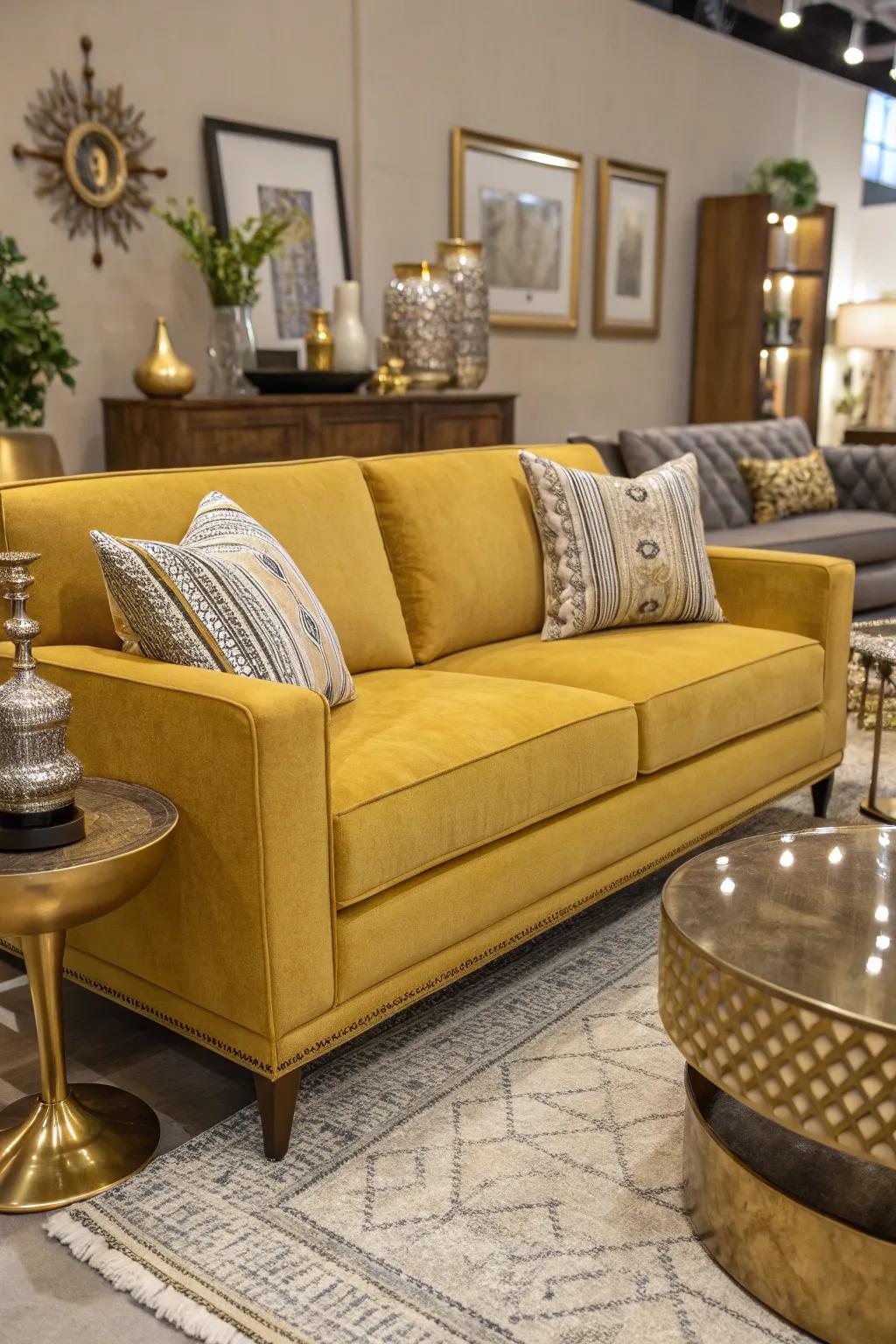 Metallic accents incorporate sophistication and radiance.