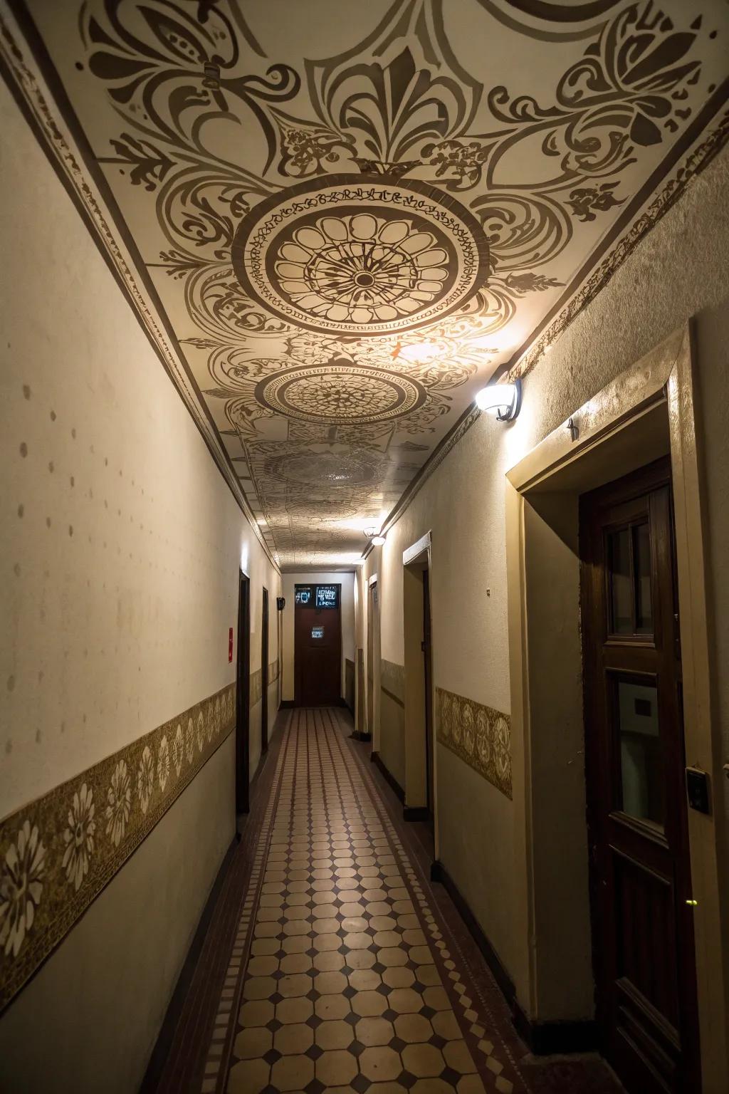 Celling embellishments can impart unexpected elegance upon your hallway.