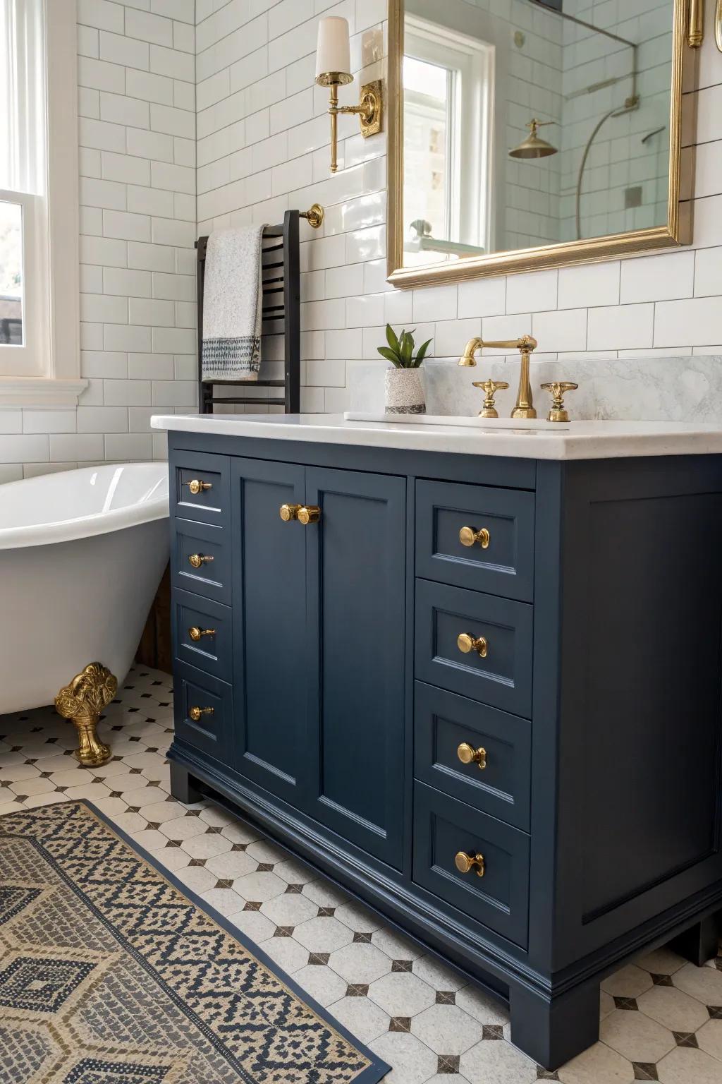 Bronze hardware adds vintage charm.