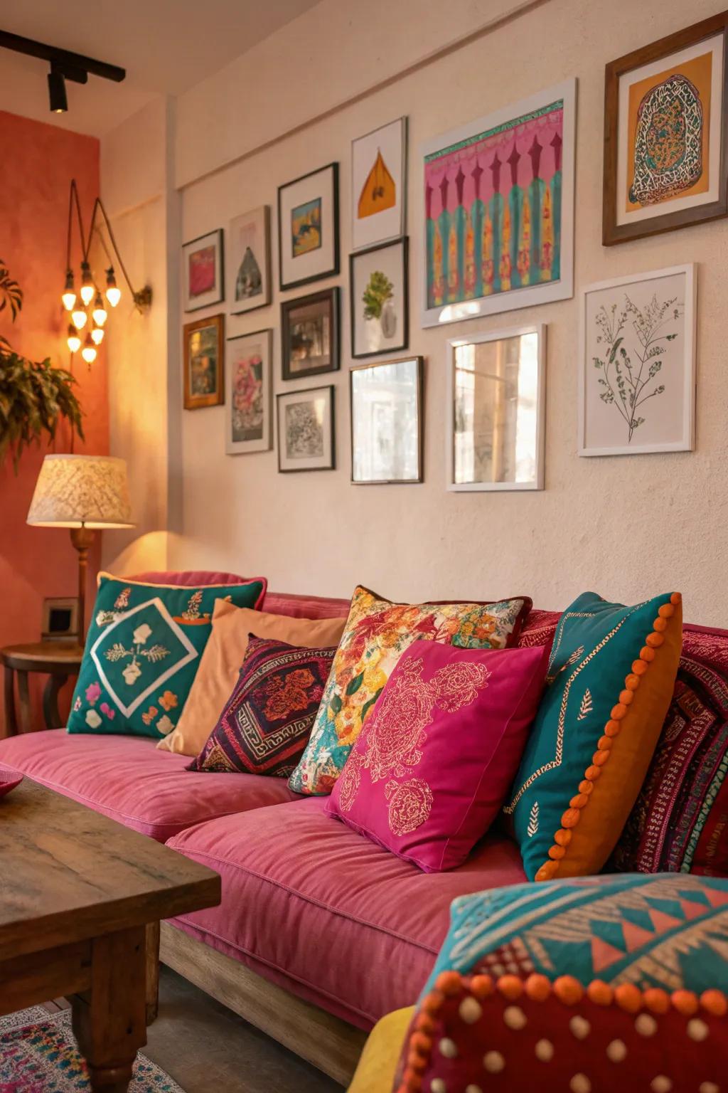 A touch of color adds energy to the room.