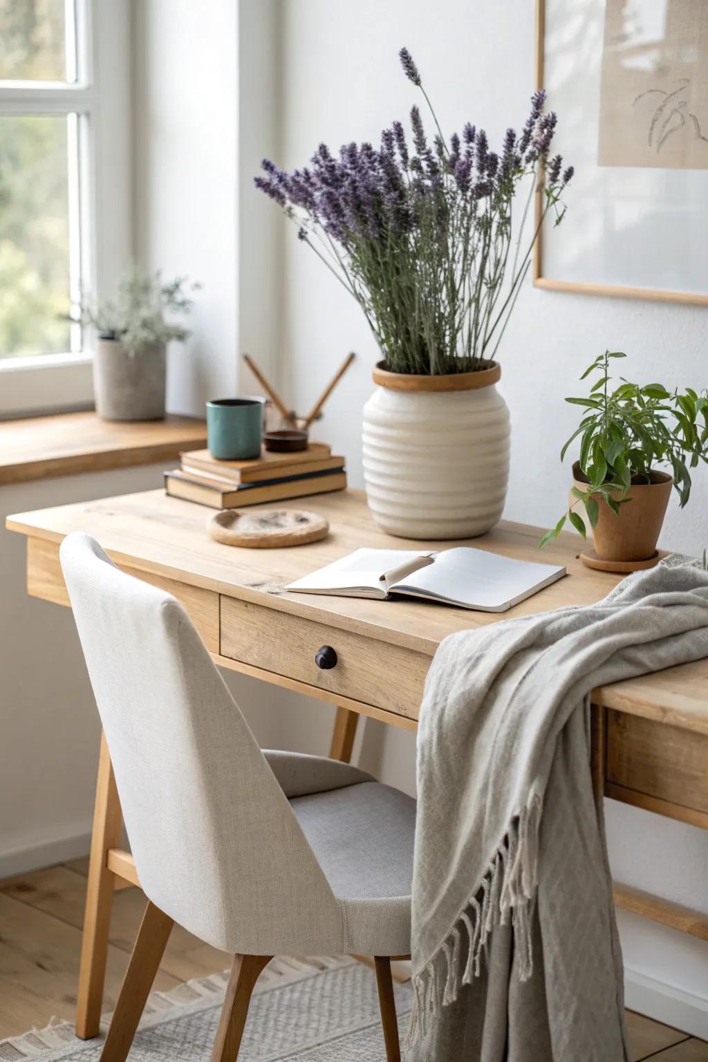 With the calming aroma of lavender, which brings tranquility to your office, you can make your workday better. 🌸 <strong><em>#Lavender #CalmingOffice</em></strong>&rdquo; loading=&rdquo;lazy&rdquo; class=&rdquo;pimg&rdquo;>
	</picture><figcaption>With the calming aroma of lavender, which brings tranquility to your office, you can make your workday better. 🌸 <strong><em>#Lavender #CalmingOffice</em></strong></figcaption></figure>
<p>Lavender containers not only have a lovely appearance, but they also provide relaxing aromatherapy benefits. I keep one close to my desk so that I can concentrate better because of its calming aroma. 🌸 <strong><em>#Lavender #CalmingOffice</em></strong></p>
<h3>These products might help:</h3>
<ul class=