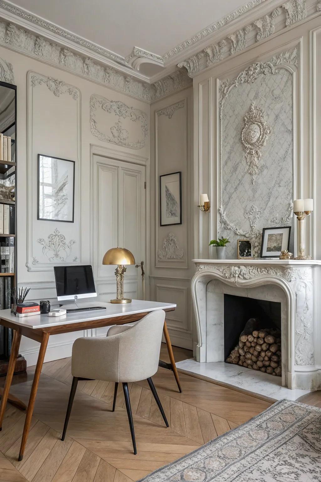 Parisian-inspired elegance in the workspace.