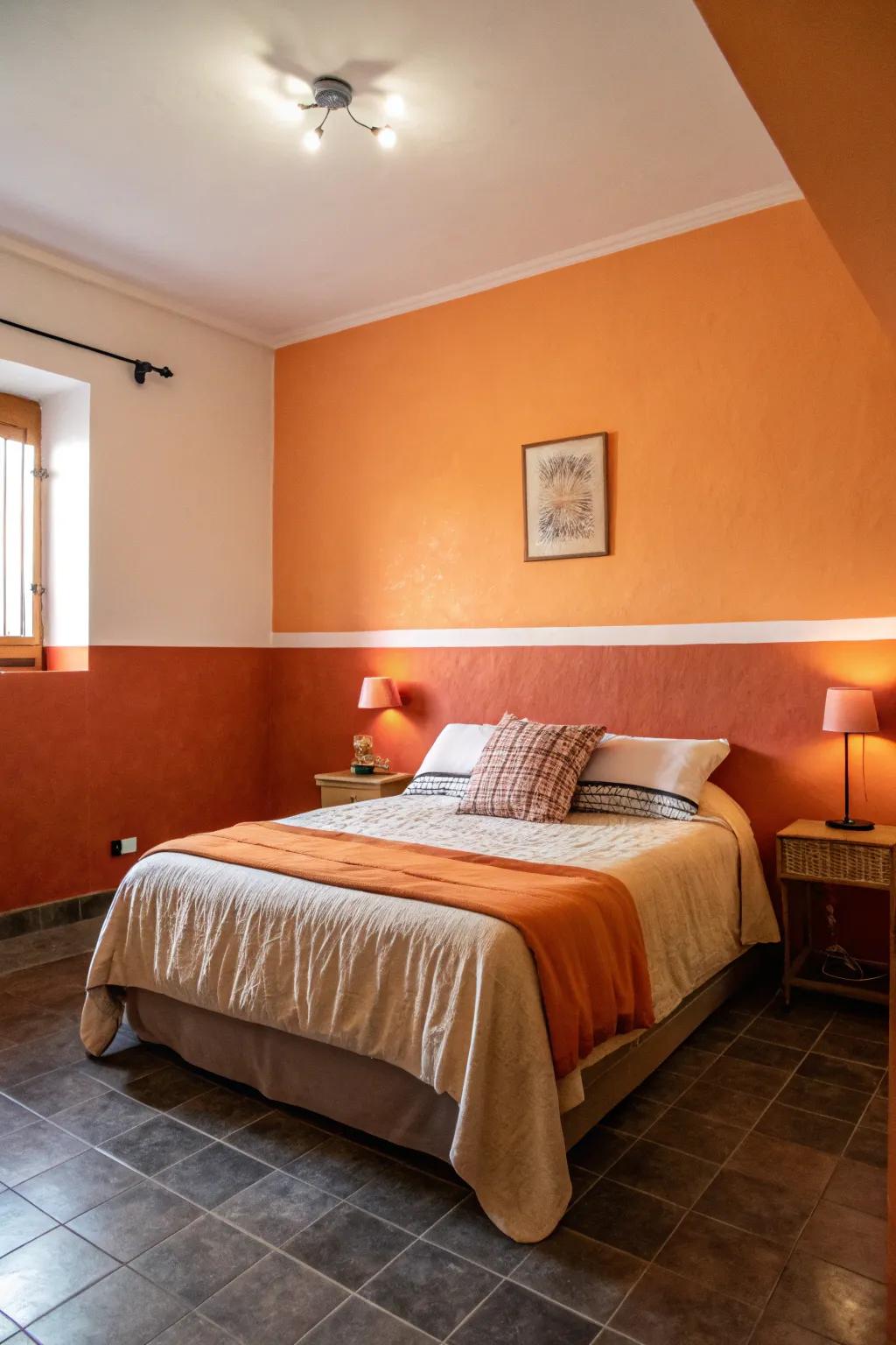 Dual-tone walls impart depth and playfulness onto the area.