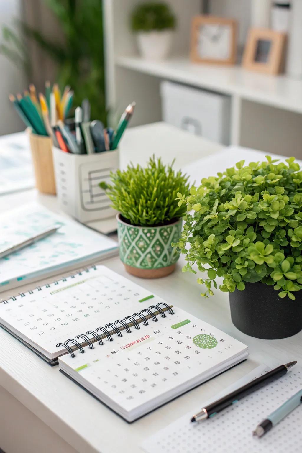 Plants on your desk can bring a refreshing and enlivening atmosphere to your study space.