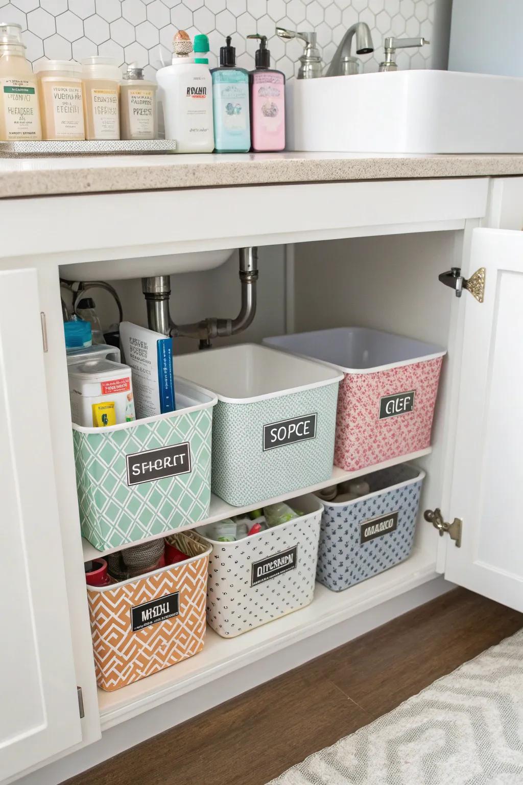 Labels provide organization and a decorative touch.