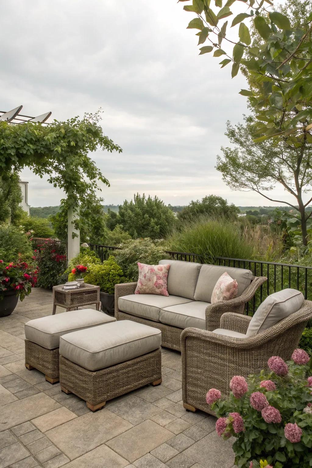 An outdoor ottoman elevates the luxury of patio areas.