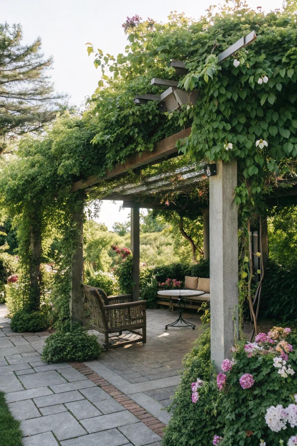 Pergolas offer both shade and a beautiful structure for climbing plants.
