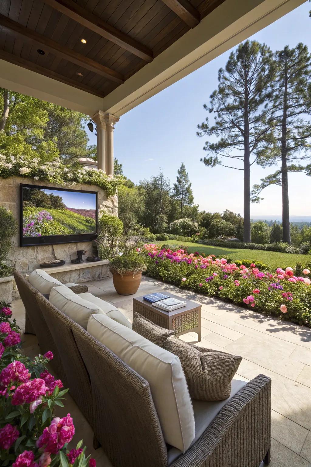 A scenic backdrop improves the outdoor viewing experience.